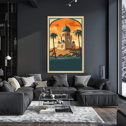 Majestic Desert Mosque at Sunset Poster