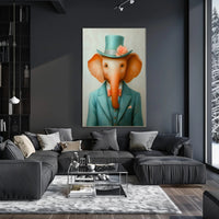 Dapper Elephant Whimsical Poster Art Print