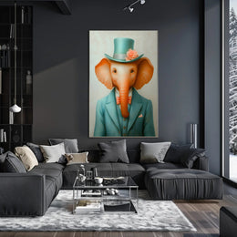 Dapper Elephant Whimsical Poster Art Print