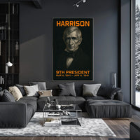 William Henry Harrison 9th President of the United States Techno Schematic Poster