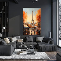 Eiffel Tower Street Scene Autumn Travel Poster
