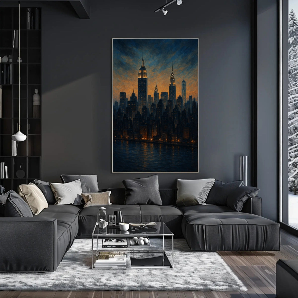 New York City Skyline Poster Impressionist Wall Art