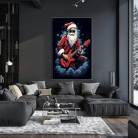 Rocking Santa Playing Guitar Christmas Pop Culture Poster