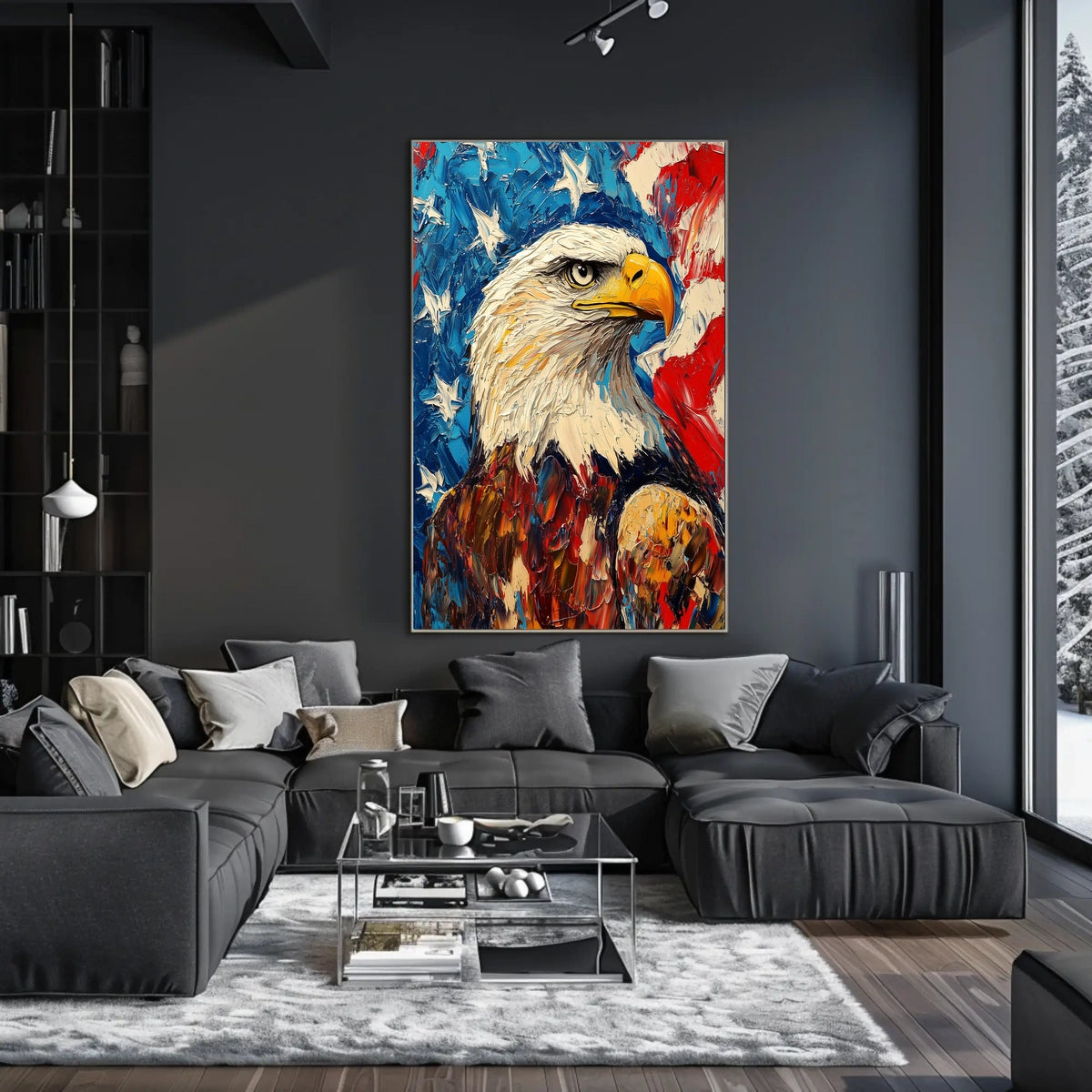 Eagle With Red White And Blue Abstract Background Poster