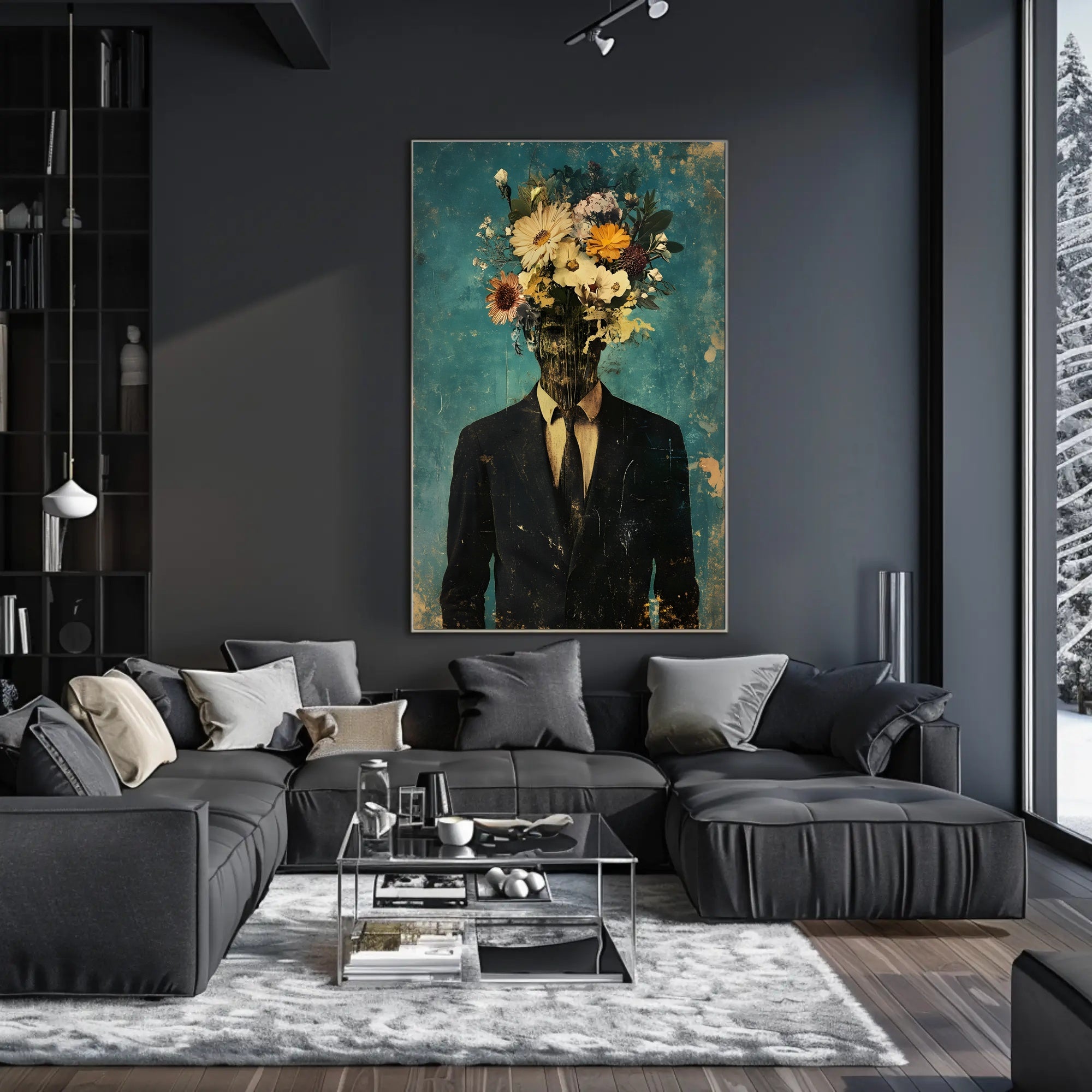 Floral Identity Surreal Poster Floral Head Wall Art