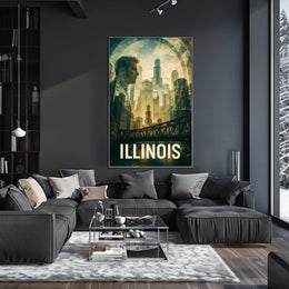 Illinois Skyline Reflection Poster