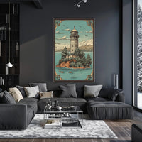 Serene Lighthouse on an Island Poster