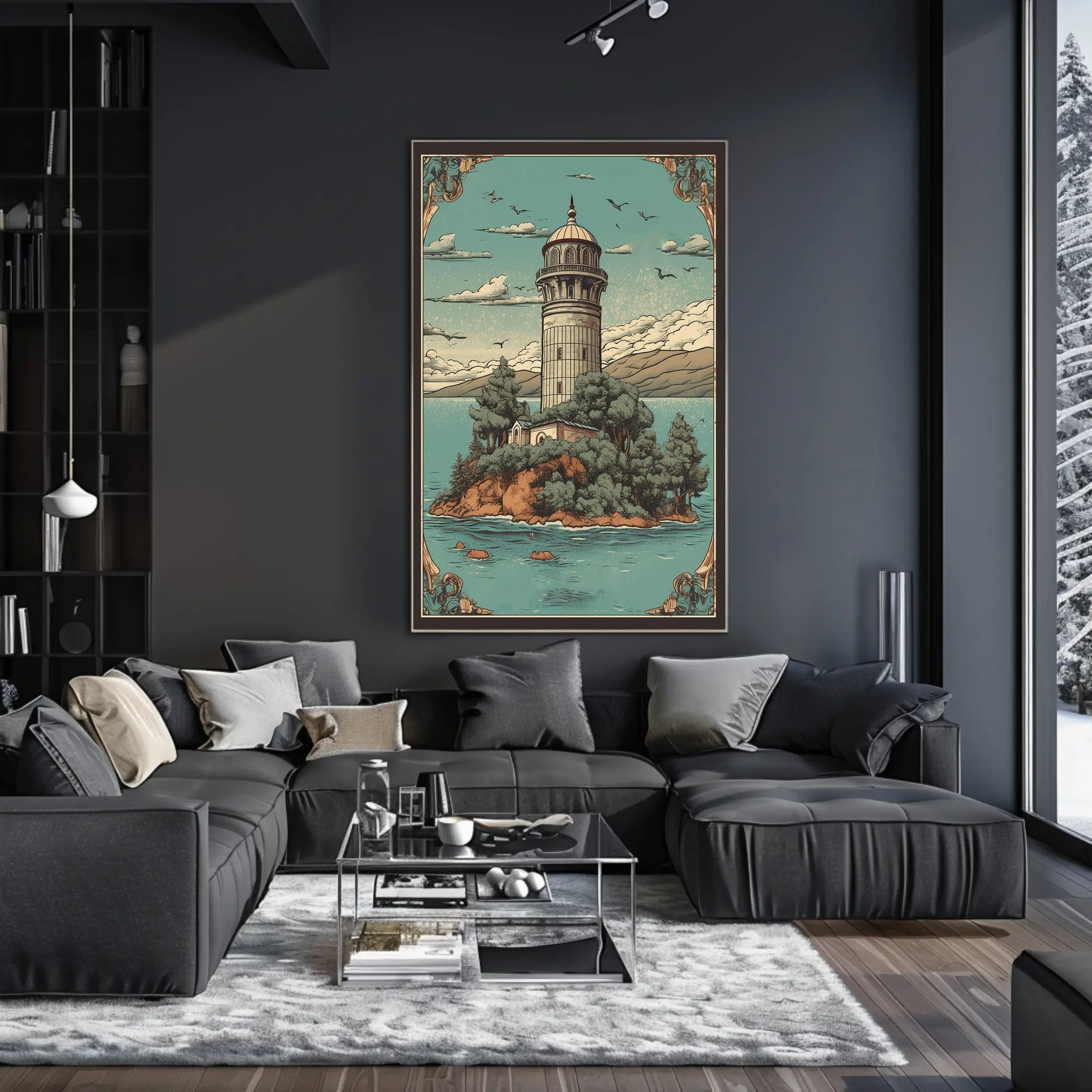 Serene Lighthouse on an Island Poster