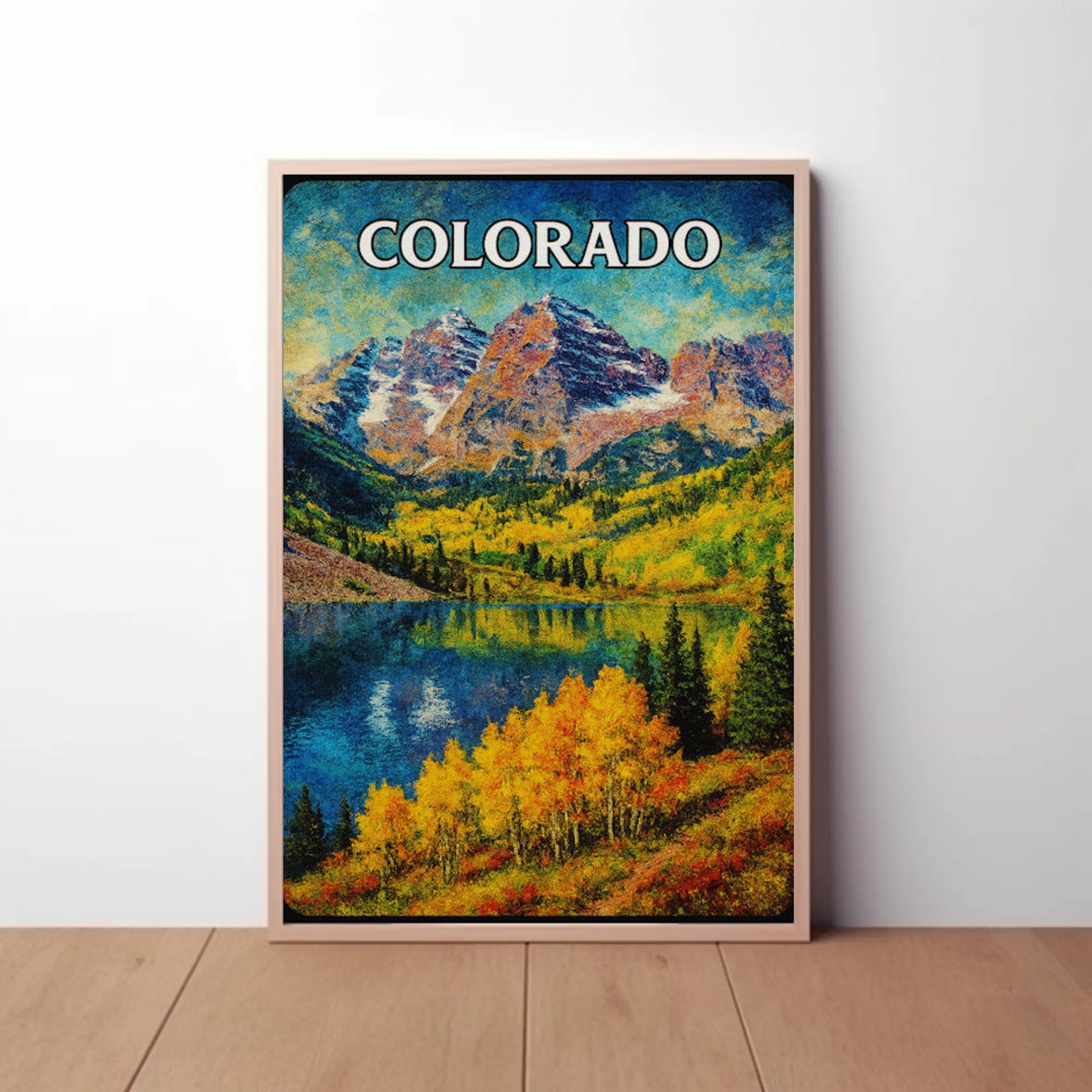Colorado Fall Landscape Mountain Lake Travel Poster