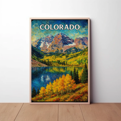 Colorado Fall Landscape Mountain Lake Travel Poster
