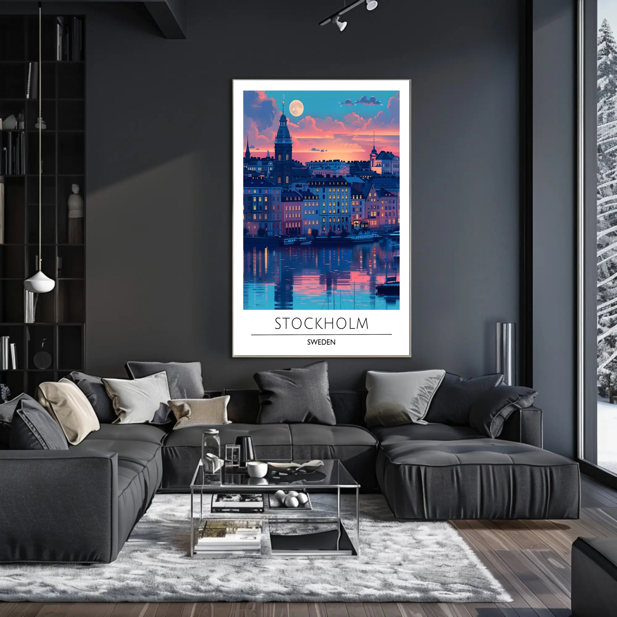 Stockholm Sunset Cityscape: Urban or Cityscape Poster