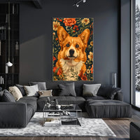 Floral Corgi Delight Wall Art Print
