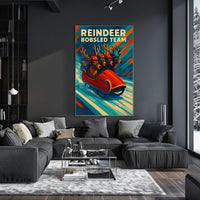 Reindeer Bobsled Team Poster