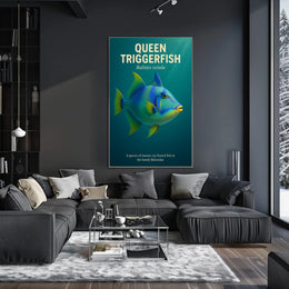 Queen Triggerfish Photorealistic Educational Animal Poster PosterGoat