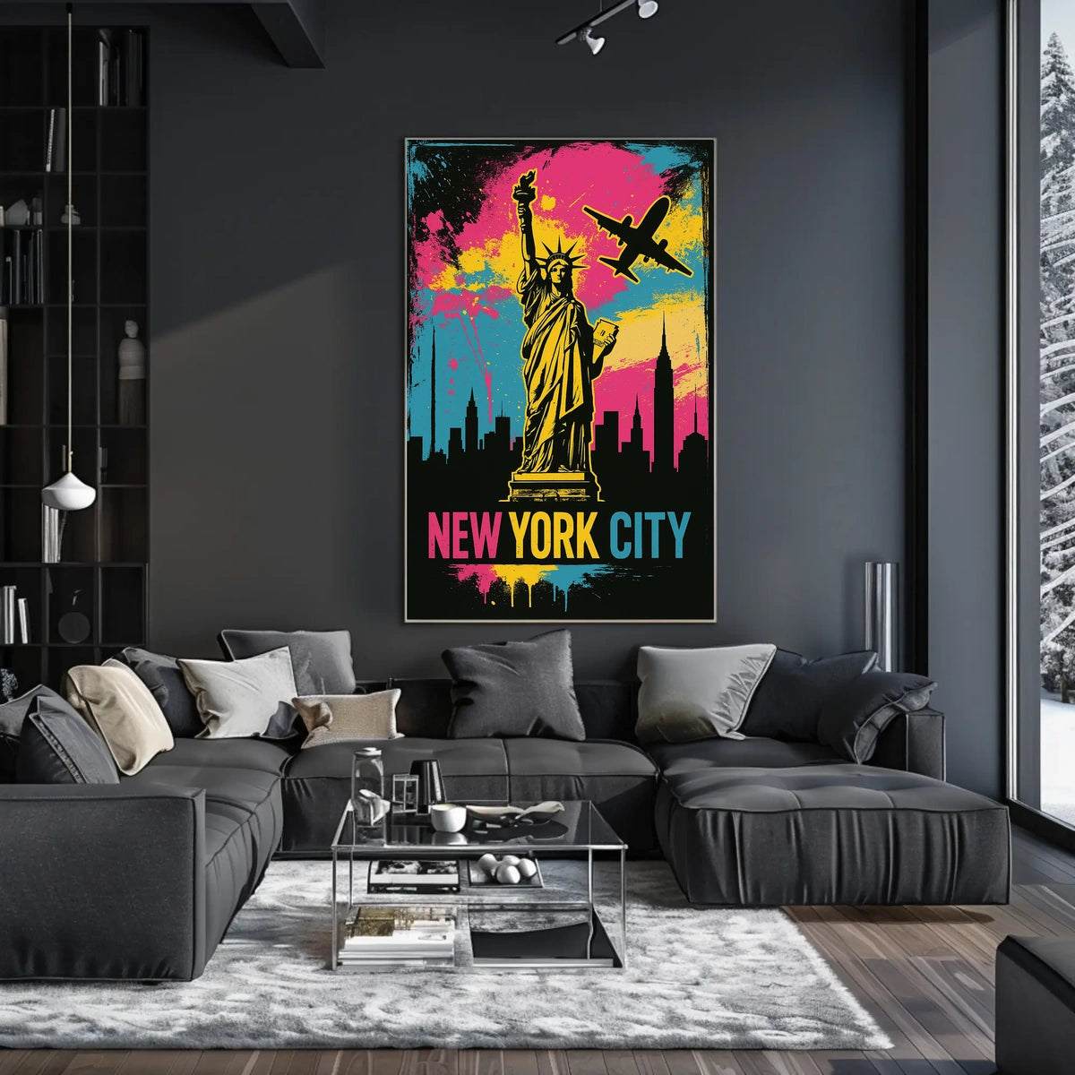 Statue Of Liberty NYC Skyline Poster Abstract Wall Art