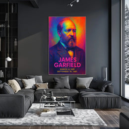 James A. Garfield 20th President of the United States Neon Gradient Overlay Poster
