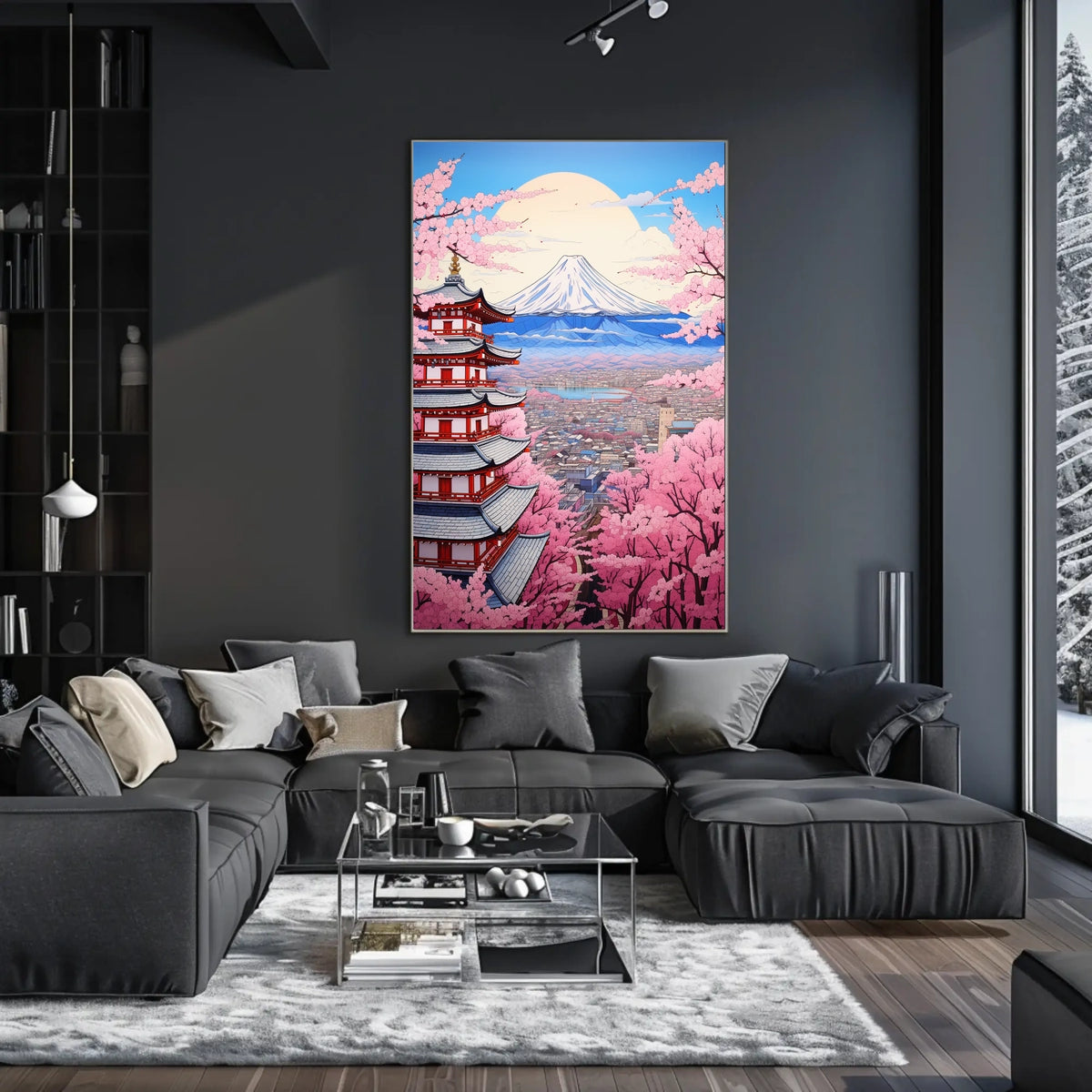 Traditional Pagoda with Cherry Blossoms Artful Cultural or Heritage Poster