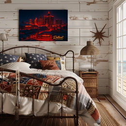 Detroit Skyline at Night Poster