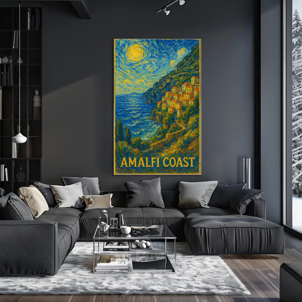 Amalfi Coast A Starry Impression Poster