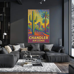 Chandler Arizona Pointillist Cityscape Desert Sunset Poster