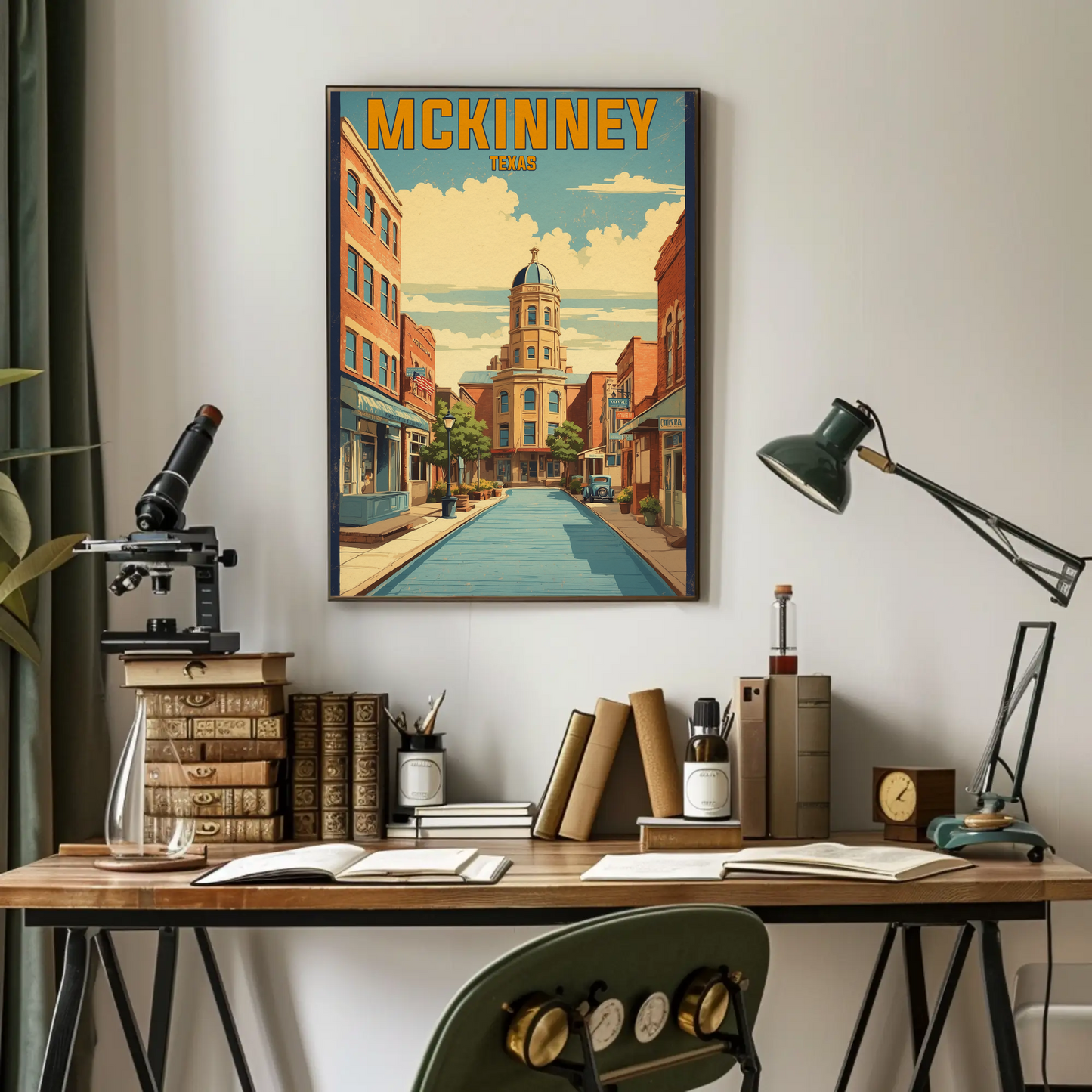 McKinney Texas Downtown Charm Vintage Travel Poster