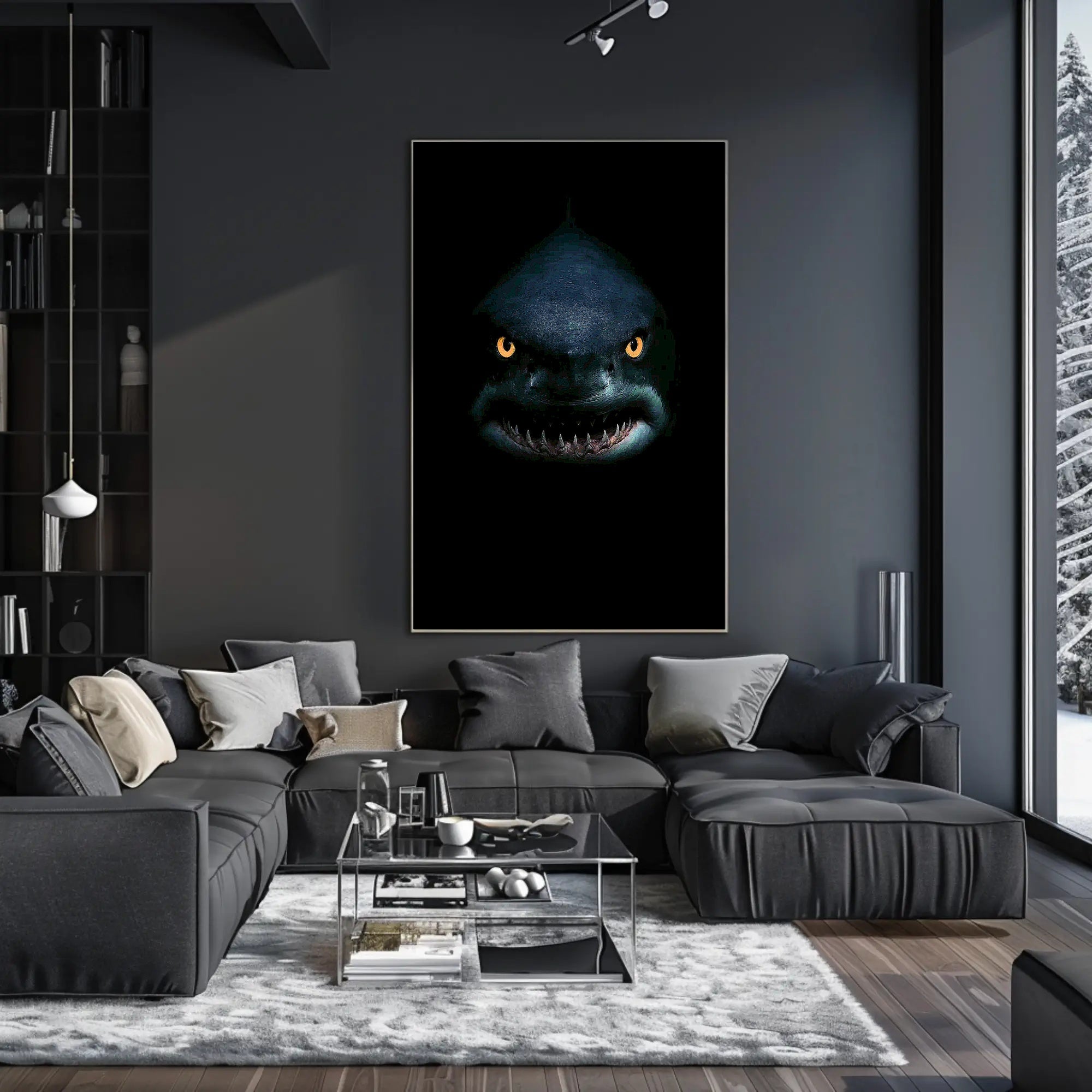Shark's Menacing Glare: Realistic Animal Poster