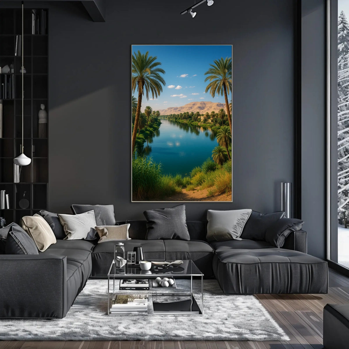 Serene Riverside Oasis Poster