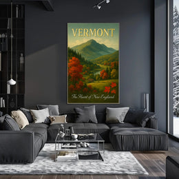 Vermont Autumn Landscape Travel Poster