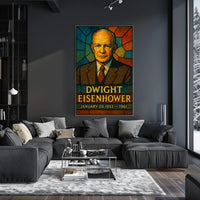 Eisenhower Stained Glass Vintage Patriotic Poster