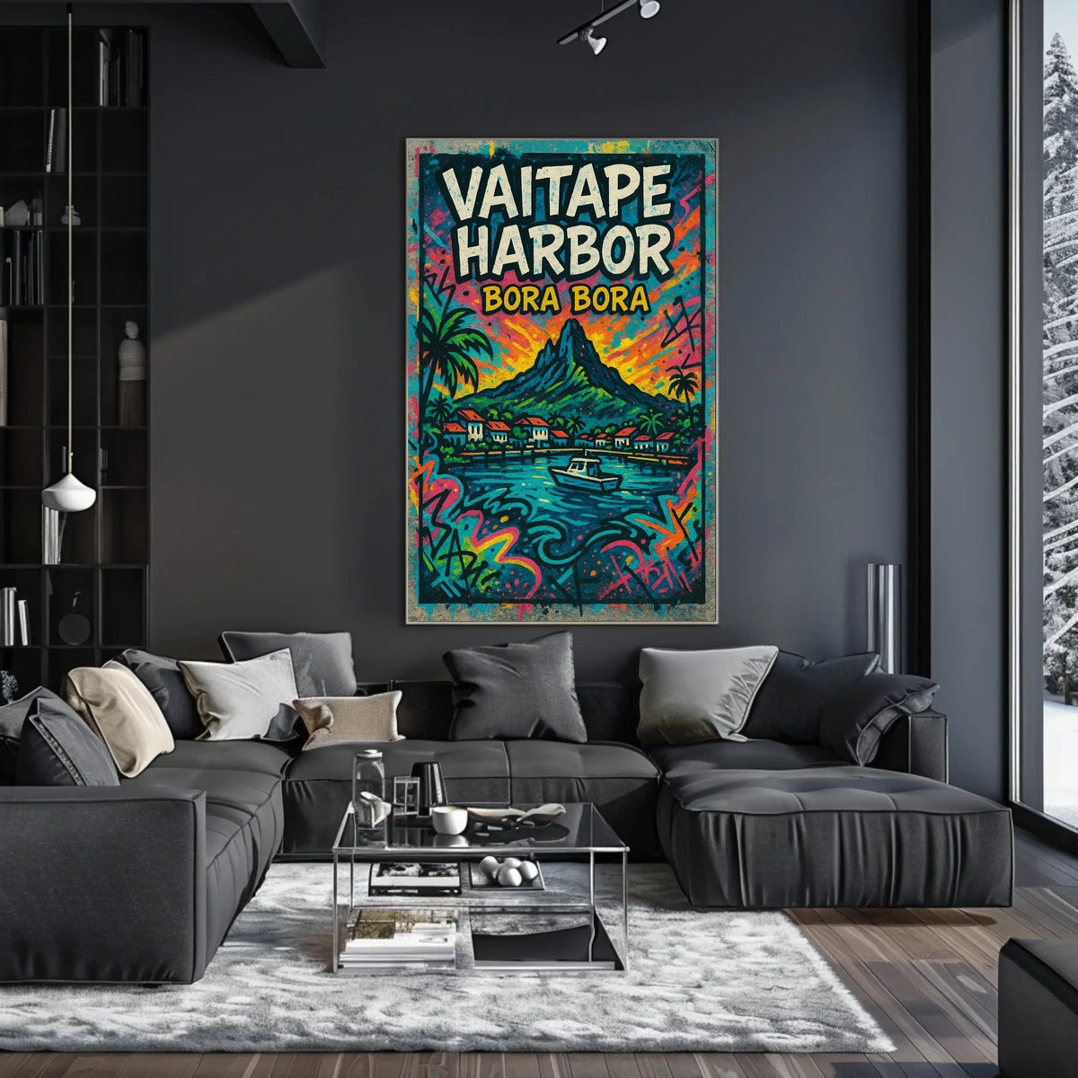 Vaitape Harbor Bora Bora Tropical Landscape Poster