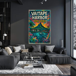 Vaitape Harbor Bora Bora Tropical Landscape Poster