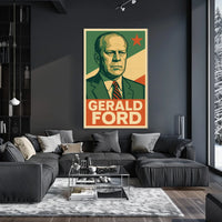 Gerald Ford Presidential Portrait Historical Figure Photography Realism Iconic American Heritage Decor Poster