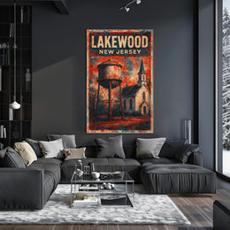 Vintage Lakewood Design Nostalgic Americana Travel Poster