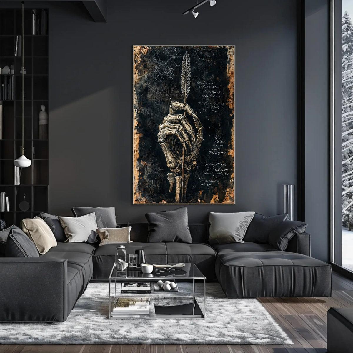 Artistic Skeletal Hand Feather Abstract, Artistic, or Pop Culture Poster