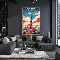 Tokyo Tower Retro-Futuristic Travel Poster