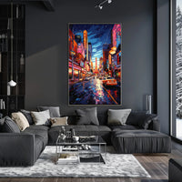 Vibrant Neon Nightlife Urban Cityscape Artistic Poster