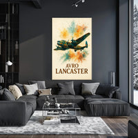 Avro Lancaster WWII Bomber Watercolor Art Poster