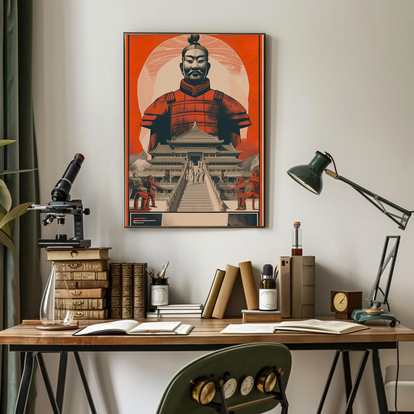 Terracotta Warrior Xian China Palace Vintage Travel Poster