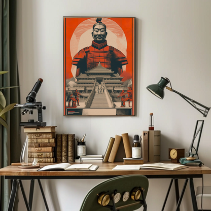 Terracotta Warrior Xian China Palace Vintage Travel Poster