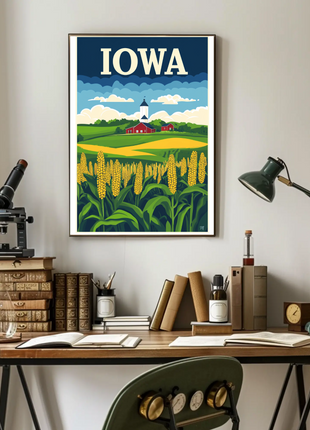 Iowa Farm Landscape Vintage Style Poster