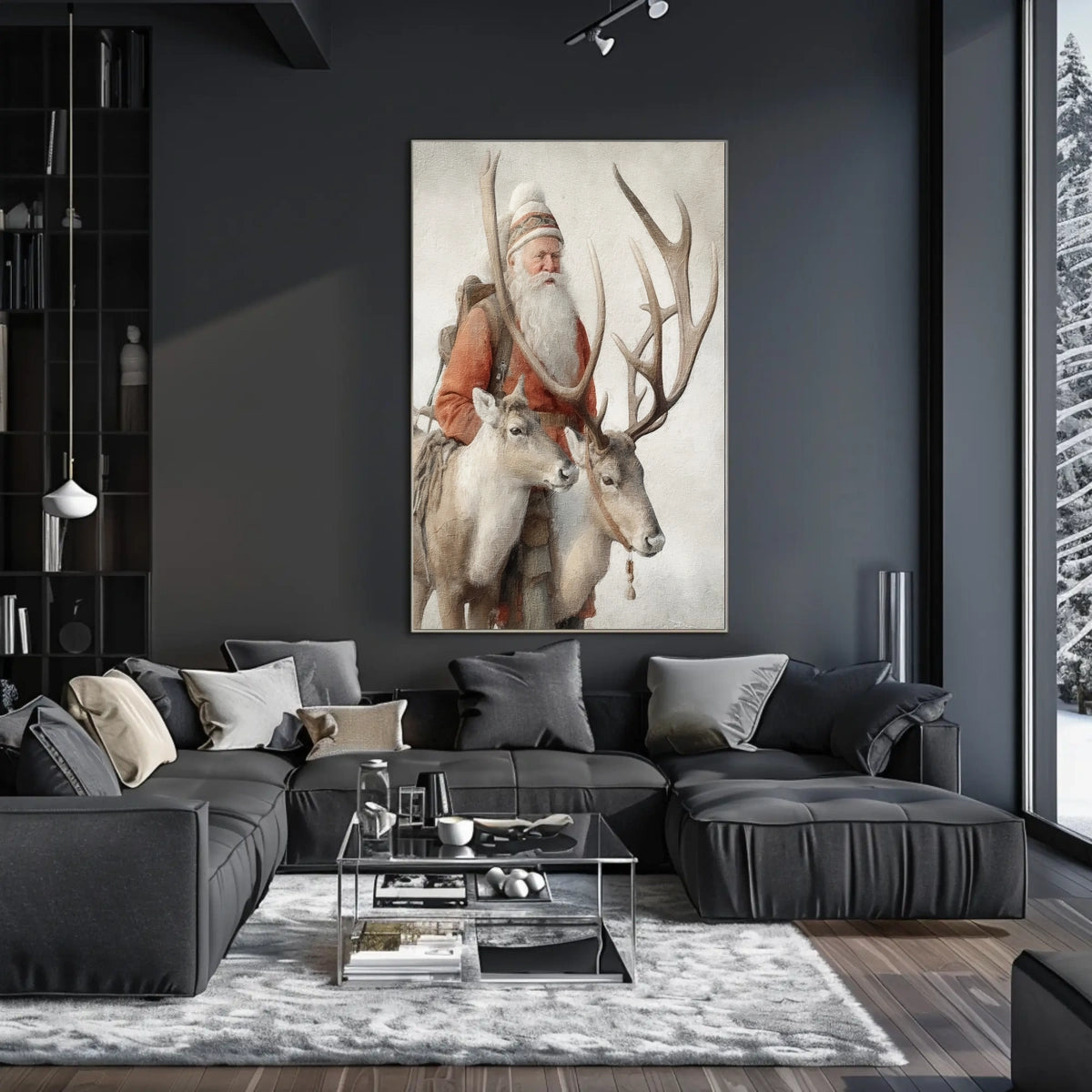 Winter Wanderer With Reindeer Poster