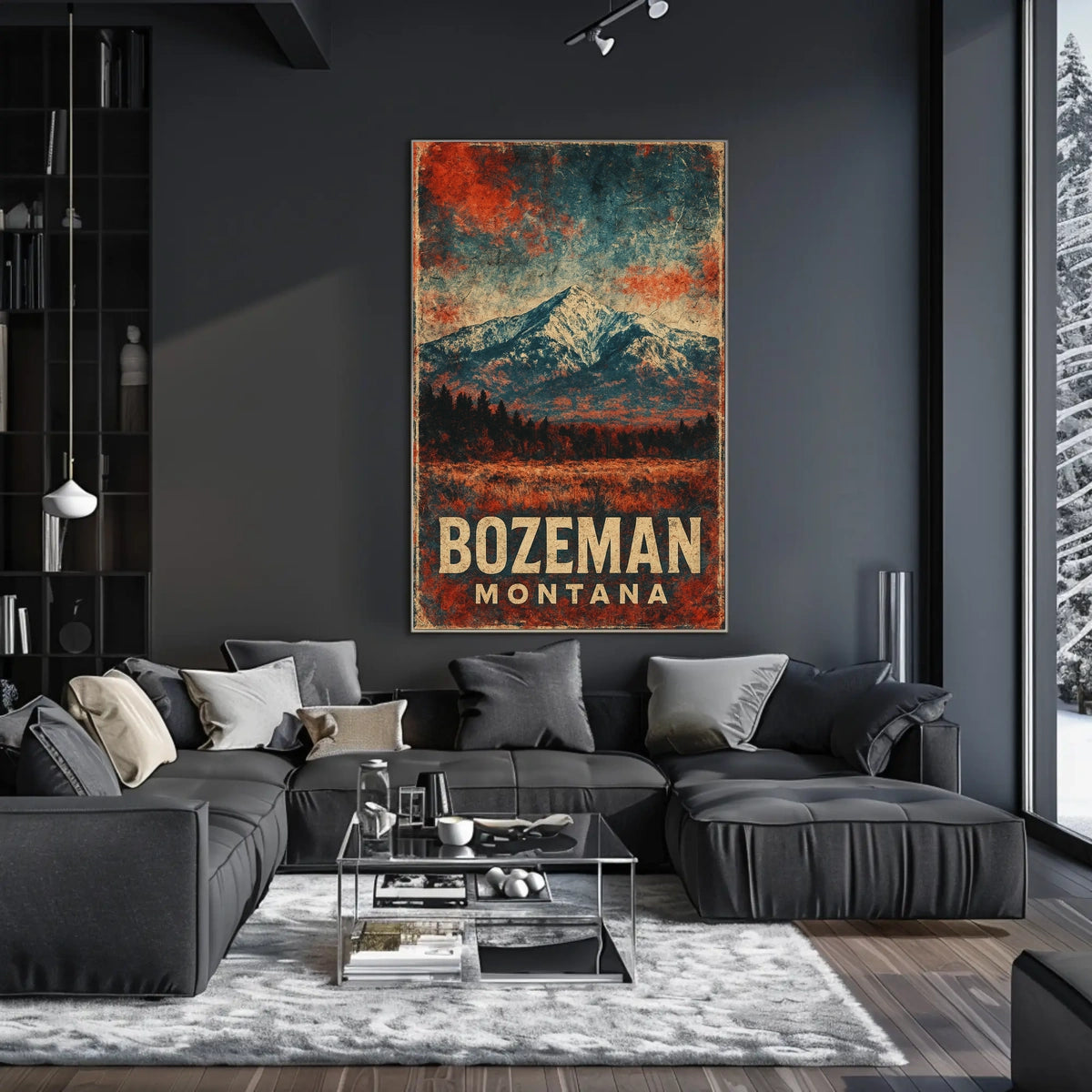 Wanderlust Bozeman Montana Mountain Town Watercolor Scenic Museum Quality Poster