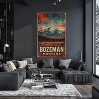 Wanderlust Bozeman Montana Mountain Town Watercolor Scenic Museum Quality Poster