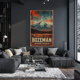 Wanderlust Bozeman Montana Mountain Town Watercolor Scenic Museum Quality Poster