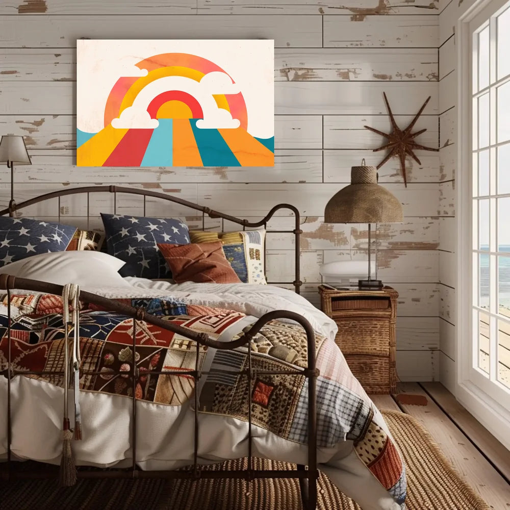 Retro Rainbow Mid-Century Modern Abstract Art Poster