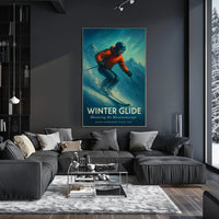 WINTER GLIDE Vintage Alpine Skiing Sports Poster PosterGoat