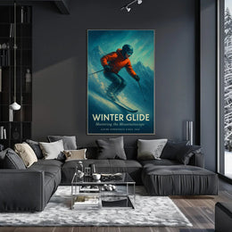 WINTER GLIDE Vintage Alpine Skiing Sports Poster PosterGoat