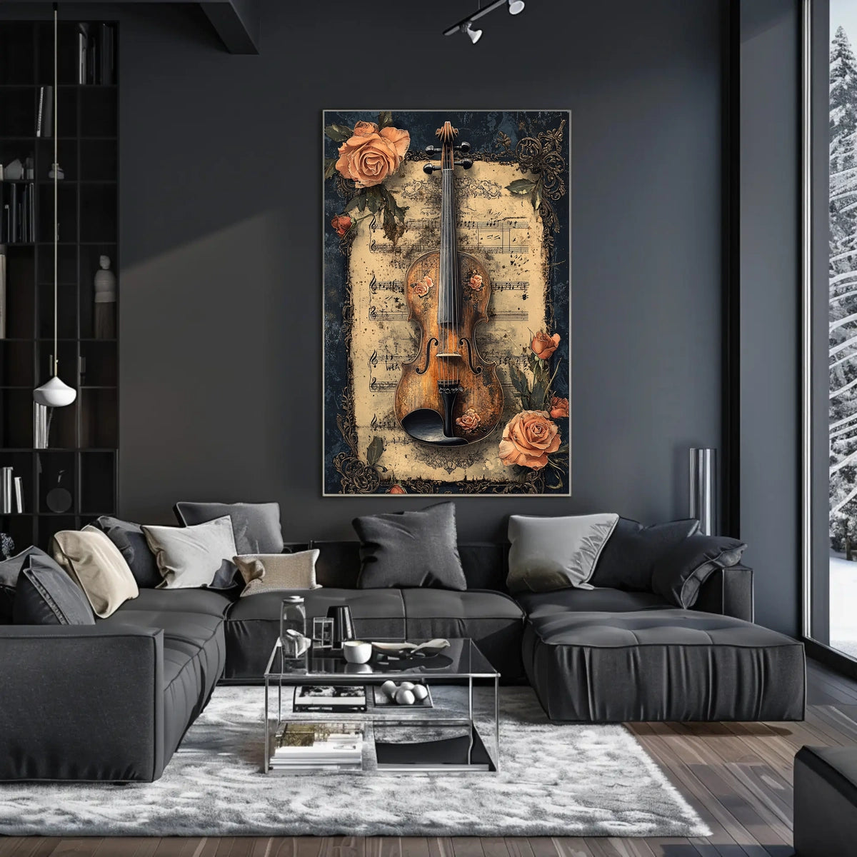Violin and Roses Artistic Poster