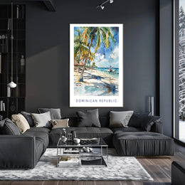 Tropical Beach Paradise in Watercolor Travel Poster PosterGoat