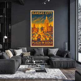 Kansas City Plaza in Gold Poster